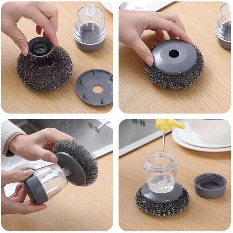 2026 Upgrade Comfort Grip Soap Dispensing Kitchen Scrub Brush, Non-Slip