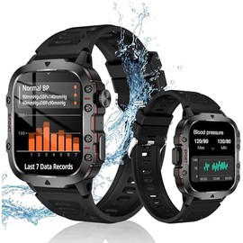 MERTTO Reloj Inteligente Mujer Hombre Smartwatch, Impermeable IPX67, Monitor De Frecuencia Cardíaca/Oxígeno en Sangre/Presión Arterial, Múltiples Modos Deportivos, Monitor De Calorías (Negro)