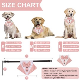 HACRAHO Formal Dog Tuxedo Bandana, 1 Piece Dog Wedding Bandana Collar with Bowtie Adjustable Formal Tux Dog Bandana with Collar for Large Dogs, Pink