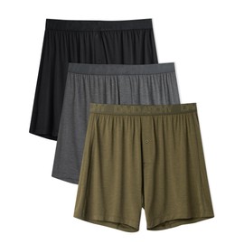 DAVID ARCHY Mens Boxers Soft Rayon Made from Bamboo Boxers for Men Pack Loose Underwear Cooling Mens Boxer Shorts(S,Olive Green/Black/Dark Gray)