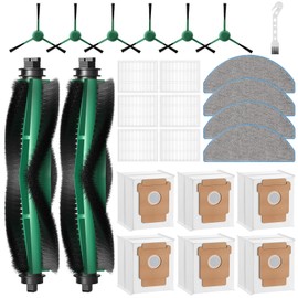 25 Pcs Replacement Parts for iRobot Roomba Q052 / 105 Vac / 105 Combo Robot Vacuum, Q0520 105 Accessories Include 2 Main Brushes, 6 Filters, 6 Dust Bags, 6 Side Brushes, 4 Mop Pads, 1 Clean Brush