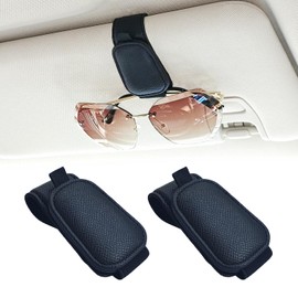 Yuoyar 2 Packs Magnetic Sunglass Holder for Car Visor - Sunglasses Clip for Car Visor Universal Fit for Different Size Eyeglasses - Convenient Interior Car Accessories (2, Black)