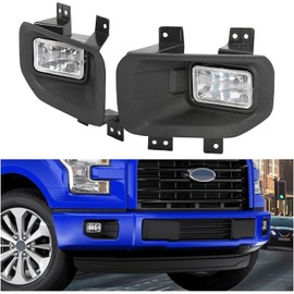 HECASA Pair Fog Lights Compatible with 2015-2017 Ford F150 F-150 Replacement for FO2592235 FO2593235 FL3Z15201B FL3Z15200B w/Halogen Bulbs Driver & Passenger Side - Clear Lens