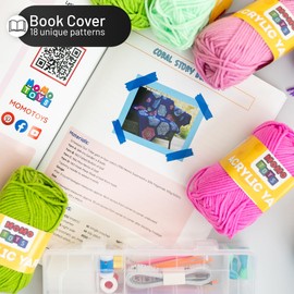 MOMOTOYS Crochet Kit for Beginners, Crochet Hook Set with Yarn Set,Crocheting Kit, 74PCS with Crochet Book and Bag, Crochet Kits for Beginners Adults, Crochet Accessories and Supplies