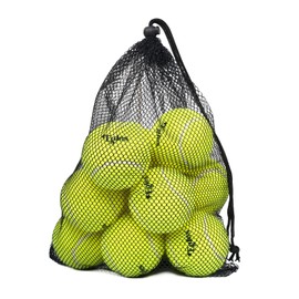 12 Packs Tennis Balls for Training and Dogs, High Elasticity Practice Tennis Balls with Mesh Bag for Transport and Beginner Exercise, Durable Pet Playing Ball Set Multi-Pack Colored Balls Yellow