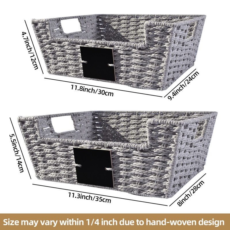OUTBROS Storage Box Hand-Woven Wicker Storage Baskets, Multipurpose Open-Front Bin,