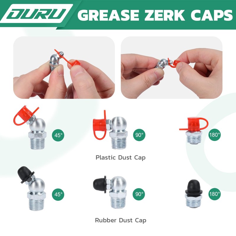 OURU 150PCS Grease Fittings Kit, SAE & Metric Zerk Grease