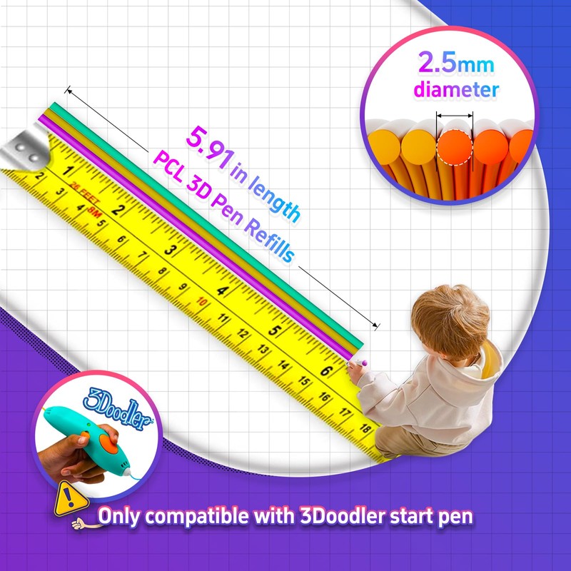 Topus 150Pcs 3D Pen Filament Refills Compatible with 3Doodler Start+