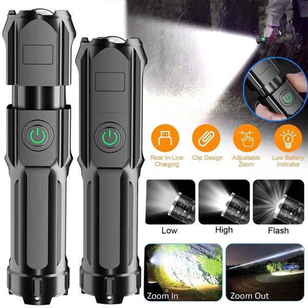 Unbranded Super Bright 990000LM LED Torch Tactical Flashlight Lantern Rechargeable
