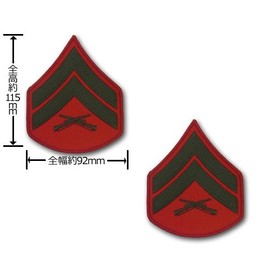 Marine Corps Chevron: Corporal - green embroidered on red, male