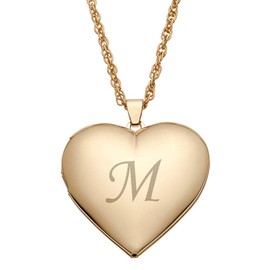 Custom Personalization Solutns Gold-Plated Single-Initial Heart Locket Base Metal M