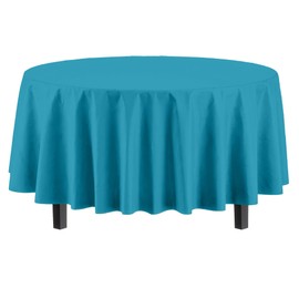 Exquisite 6-Pack Premium Plastic Tablecloth 84in. Round Plastic Table Cover - Turquoise