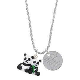 Delight Jewelry Resin Panda Bear Best Friends For I Know the Plans I Have for You Charm Necklace, 20"+3"