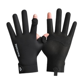 Moxiep Men's Summer Gloves, UV Protection, UPF 50+, Sun Protection, Cool Touch, Smartphone Compatible, Anti-Slip Gloves, Thin, Breathable, Quick Drying, Fingerless, Fishing, Hand Sweat, Sun Protection