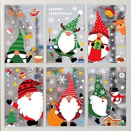 Christmas Gnome Window Clings 8 Sheets Snowflake Christmas Window Clings Christmas Window Decorations Gnome Window Clings for Glass Windows Holiday Winter Christmas Window Decals