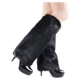 Gupiar Women's Fur Leg Warmers Sexy Furry Fuzzy Leg Warmers Soft Boot Cuffs Cover, 40CM