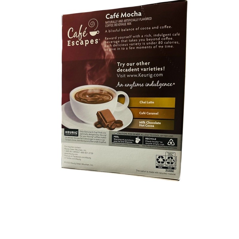 Cafe Escapes™ Single-Serve Coffee K-Cup® Pods, Cafe Mocha, Carton of
