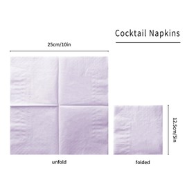 200 Pack Cocktail Napkin 2-Ply Dessert Napkins Folded 5 x 5 Inches Disposable Napkins for Dinner Wedding Birthday Party Bridal Anniversary Reception Event (200, Purple)