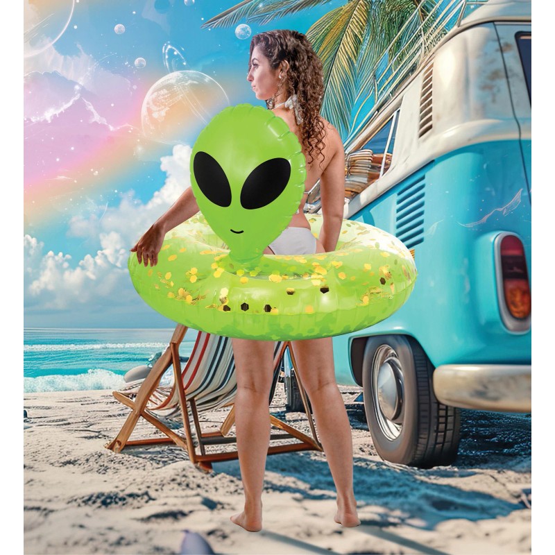 POZA Inflatable Heavy Duty Vinyl UV Resistant Alien Pool Float