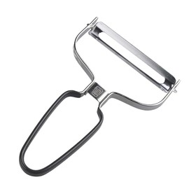 Chefkoch Extra Wide Pull Peeler - 150 x 102 x 11 mm Functional Part - For Large Vegetables with Hard Shell Such as Pumpkin & Kohlrabi - Non-Slip Handle - Grey/Silver