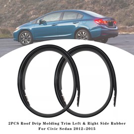 Artudatech Automotive 2PCS Roof Drip Molding Trim Left & Right Side Rubber For Honda Civic 4 Doors 2012 2013 2014-2015 74316-TR0-A01 74306-TR0-A01