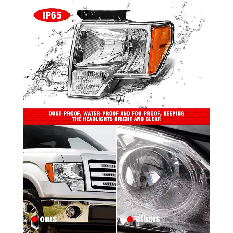 ADCARLIGHTS Headlight Assembly for 2009-2014 Ford F150 Pickup Headlamp fit