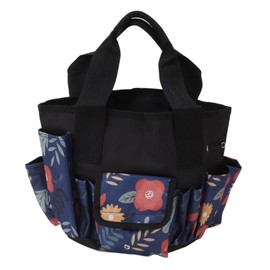 Bucket Tool Bag Oxford Cloth Large Capacity Tool Organizer with Adjustable Strap for Garden Floral Design