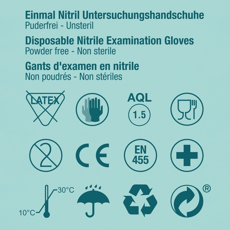 Disposable Nitrile Examination Gloves in Dispenser Box Size S /