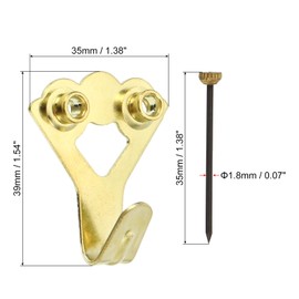 PATIKIL 100lb Picture Hanging Hardware Set of 10 Photo Wall Hooks Nail Hardware Wall Pin for Home Decoration Gold