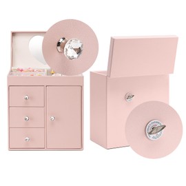 Vlando Musical Jewelry Box with Spinning Ballerina, Girls’ Jewelry Organizer for Necklaces Rings and Hair Accessories, Gift for Girls and Kids, Pink