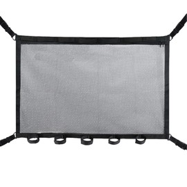 ENN LLC Car Ceiling Storage Net, Fishing Rod Storage, 2 Layers, 31.5 x 21.7 inches (80 x 55 cm), Black, Adjustable