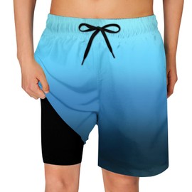 Cozople Boys Swim Trunks with Compression Liner Summer Quick Dry Swimming Shorts Lightweight Swim Bottoms Casual Waist Elastic Teen Athletic Swimwear for Pool Party