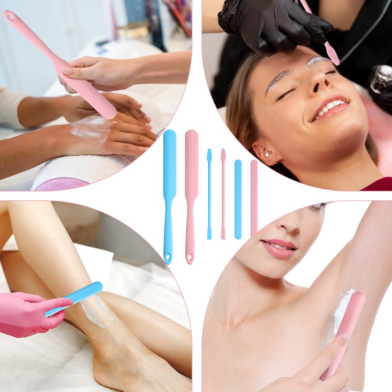 WLLHYF 6Pcs Non-Stick Wax Spatulas Set Silicone Spatula Wax Hair