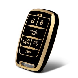 WORCAS TPU TPU Smart Key Fob Case Protective Cover Compatible with Dodge 2019-2023 RAM 1500 2500 3500,6 Button Keyless Entry Remote Accessories(Black)