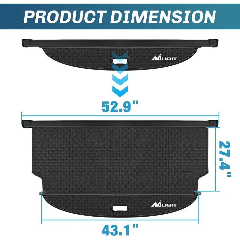 Nilight Retractable Trunk Cargo Cover for Hyundai Tucson 2021-2024