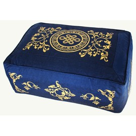 Boon Decor Meditation Cushion - Rectangular Combination Fill Zafu - Eternal Knot Vine Blue