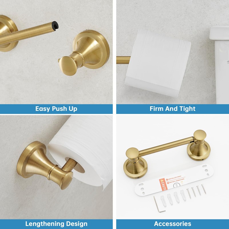RUMOSE Toilet Paper Roll Holder Bathroom Flexible Pivoting Tissue Handle