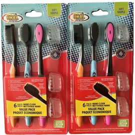 6-Pack Soft Nano Bristle Toothbrushes with Protective Covers - Gentle Cleaning & Comfort for Sensitive Gums