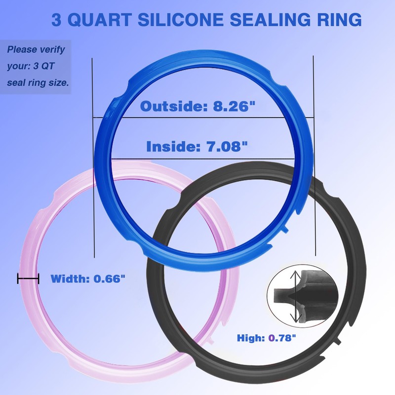 Beaquoei 4 Pack 3 Qt Sealing Ring for Instant pot