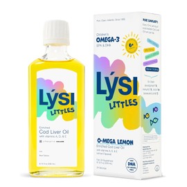 Lysi Aceite de pescado junior sabor a limón, aceite de pescado puro y natural para niños, 1200 mg de omega-3 por porción, aceite de pescado líquido islandés, certificado GMP, 8.12 onzas líquidas, 48 porciones