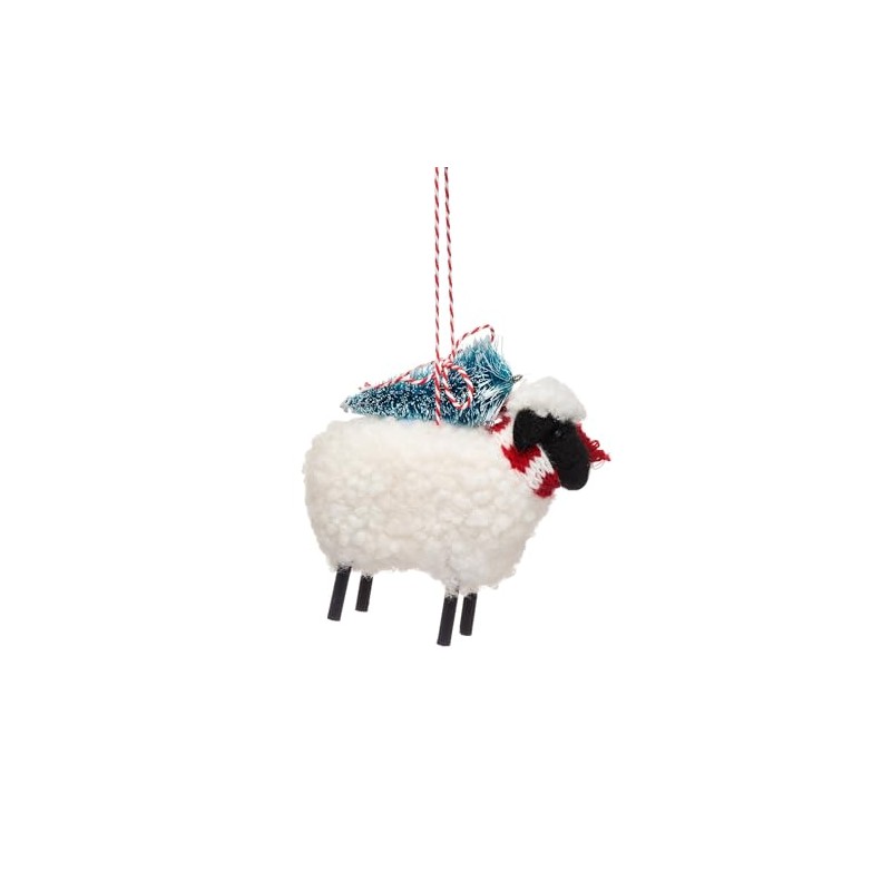 Sheep With Christmas Tree Hanging Decoration