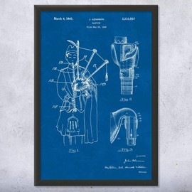 Framed Bagpipe Print, Musician Gift, Scottish Instruments, Folk Music Gift, Bagpipe Player Gift, Bagpipe Design Blueprint (18x24)