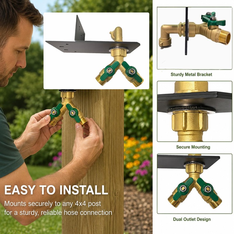 YOEXON Garden Faucet Splitter, Y-Type Diverter Valve + Hose Extension
