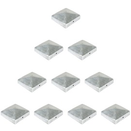 Set of 10 post caps, pyramid, dimensions 7 x 7 cm (71 x 71 mm), square, made of steel, hot-dip galvanised, fence post cover, post cover
