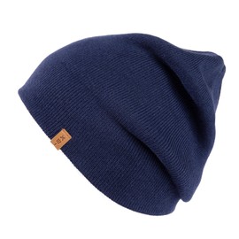 TOP-EX 80% Merino Wool Fisherman Beanie for Men Women Breathable Knit Hat Watch Cap for Outdoor Commute Casual Navy Blue M/L