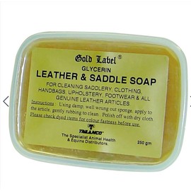 Gold Label Saddle Soap, - Hard Glycerin soap Bar - Ideal to use for cleaning saddles, handbags, upholstery, footwear and all genuine leather products. (250g)