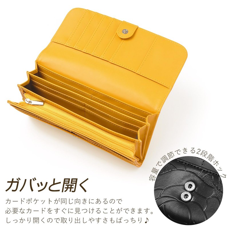 Blanpom BP-1031 Women's Long Wallet, Camellia Embossed Long Wallet, yellow
