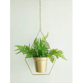 RISEON - Juego de 2 perchas de metal geométrico de latón dorado bohemio, maceta colgante, maceta moderna, soporte para plantas de mediados de siglo, maceta minimalista para decoración de boda en