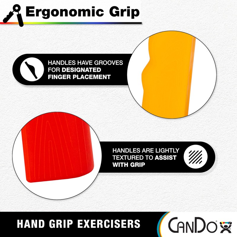 CanDo Hand Grip Exerciser 5 pair set, X-Light - X-Heavy