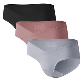 Angelhood 3 Pack Maternity Underwear No Show Pregnancy Postpartum Panties Under the Bump Bikinis No Show Underwear, Medium